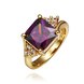 Wholesale Classic 24K Gold Round Purple CZ Ring TGGPR1418