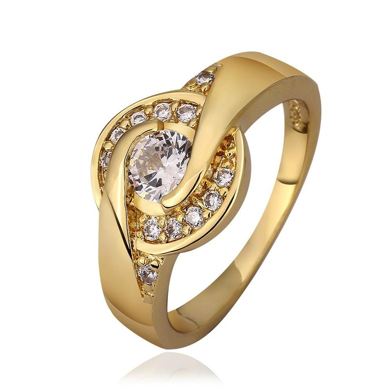Wholesale Classic 24K Gold Moon White CZ Ring TGGPR386