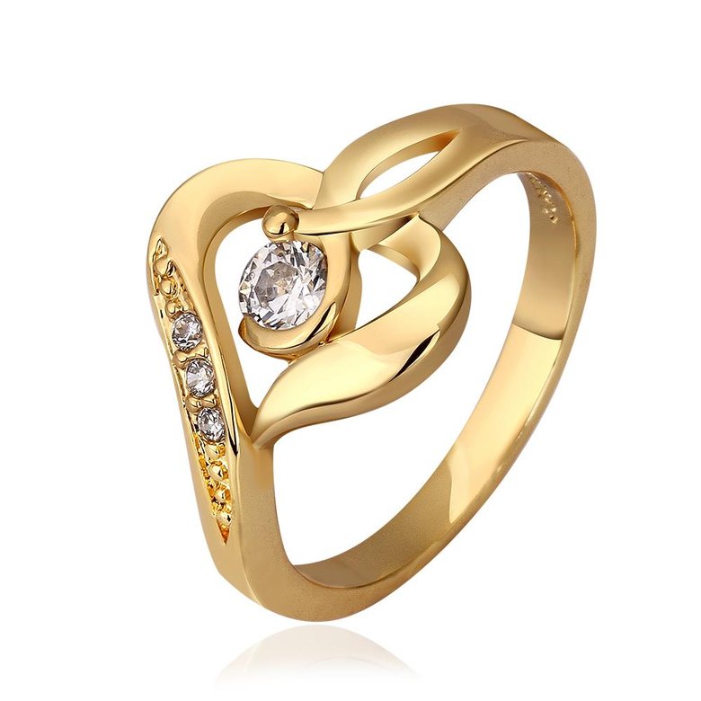 Wholesale Romantic 24K Gold Round White CZ Ring TGGPR464