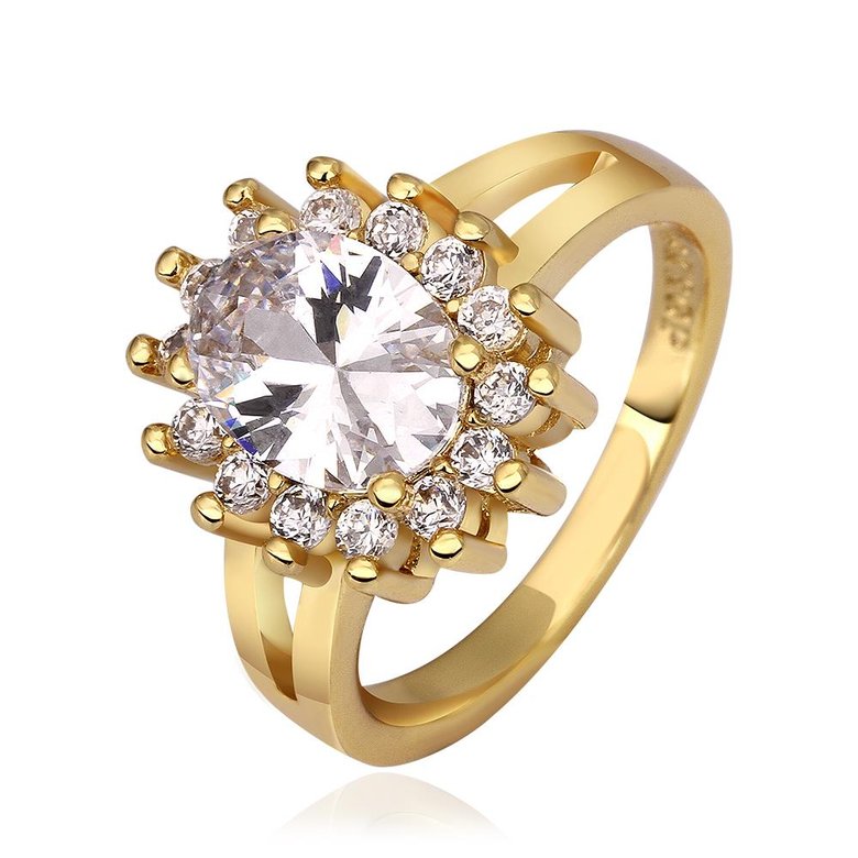 Wholesale Romantic 24K Gold Heart White CZ Ring TGGPR485