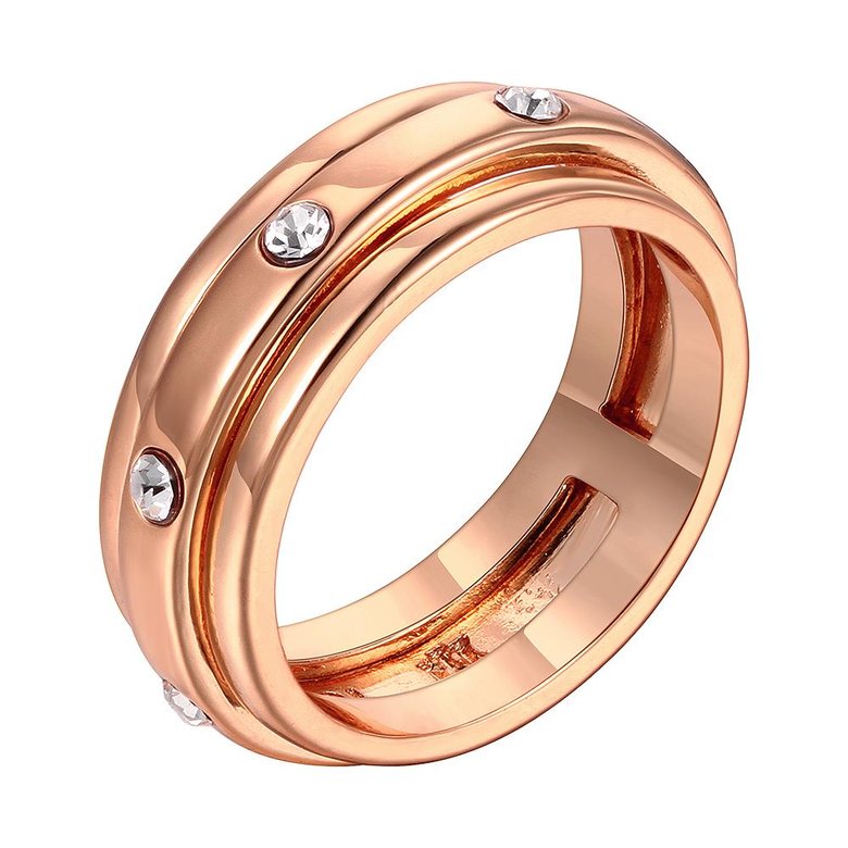 Wholesale Trendy Rose Gold Round White Rhinestone Ring TGGPR508