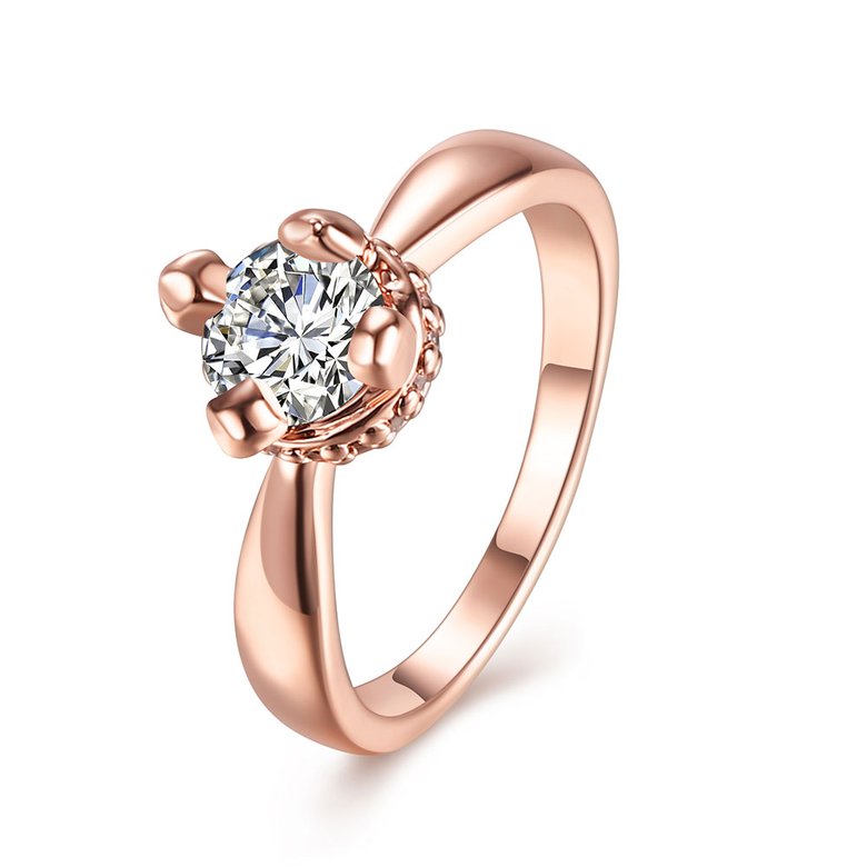 Wholesale Romantic Rose Gold Round White CZ Ring TGGPR528