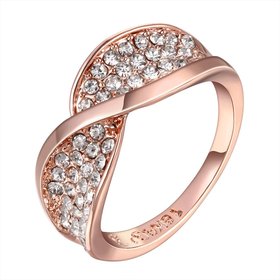 Wholesale Trendy Rose Gold Geometric White Rhinestone Ring TGGPR656