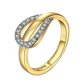 Wholesale Classic 24K Gold Round White CZ Ring TGGPR752