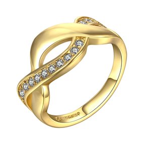 Wholesale Trendy 24K Gold Round White CZ Ring TGGPR758