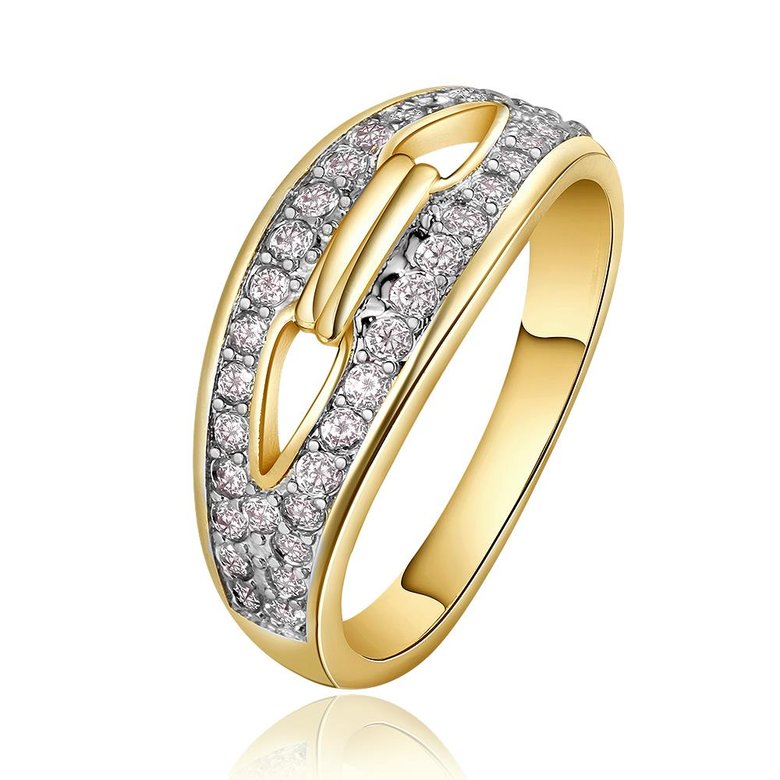 Wholesale Trendy 24K Gold Oval White CZ Ring TGGPR818