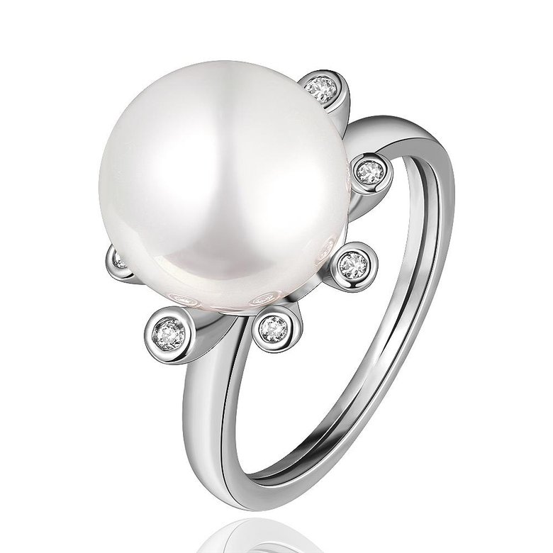 Wholesale Romantic Platinum Round White pearl Ring TGGPR852