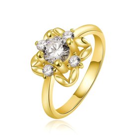 Wholesale Trendy 24K Gold White CZ Ring TGGPR883