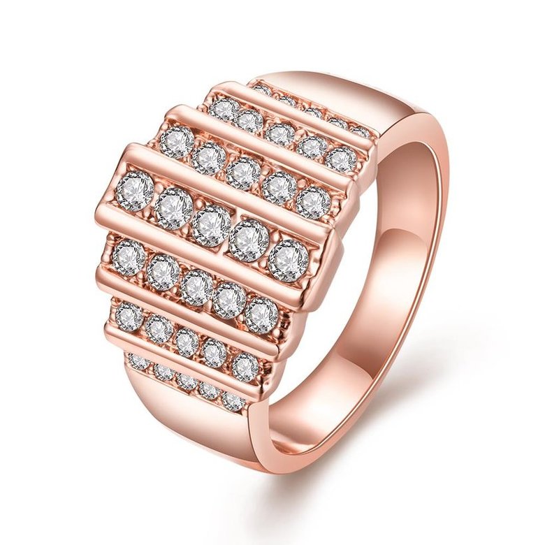 Wholesale Classic Rose Gold Geometric White Rhinestone Ring TGGPR1247