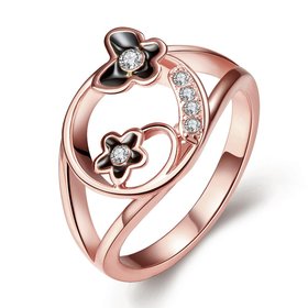 Wholesale Romantic Rose Gold Plant White Rhinestone Ring TGGPR1260