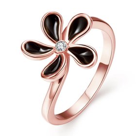 Wholesale Romantic Rose Gold Plant White Rhinestone Ring TGGPR1383