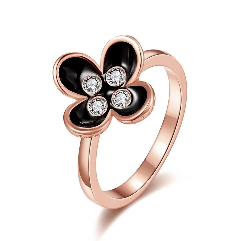 Wholesale Bohemia Rose Gold Plant White Rhinestone Ring TGGPR1398