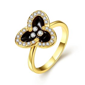 Wholesale Romantic 24K Gold Plant White Rhinestone Ring TGGPR1457