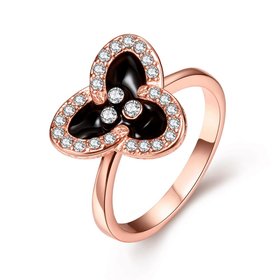 Wholesale Romantic Rose Gold Plant White Rhinestone Ring TGGPR1464