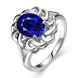 Wholesale Romantic classic Platinum Plant big blue diamond CZ Ring Luxury Female Jewelry Wedding Hot Rings TGGPR248