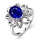 Wholesale Romantic classic Platinum Plant big blue diamond CZ Ring Luxury Female Jewelry Wedding Hot Rings TGGPR268