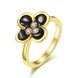 Wholesale Romantic black flower 24K Gold Plant White Rhinestone Ring Fashion Simple Stylish Jewelry TGGPR318