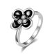 Wholesale Romantic black flower Platinum Plant White Rhinestone Ring Fashion Simple Stylish Jewelry TGGPR332