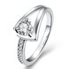 Wholesale Trendy  Classic Platinum Plant White Rhinestone Ring Simple Stylish Jewelry for girl  TGGPR374