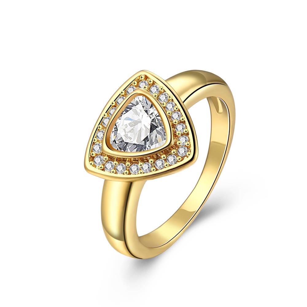 Wholesale Classic Trendy Design 24K gold Geometric White CZ Ring  Vintage Bridal ring Engagement ring jewelry TGGPR381