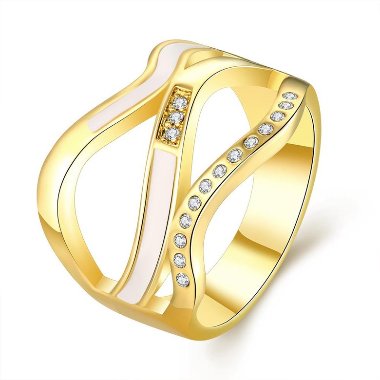Wholesale Romantic 24K Gold Geometric White Rhinestone Ring TGGPR566