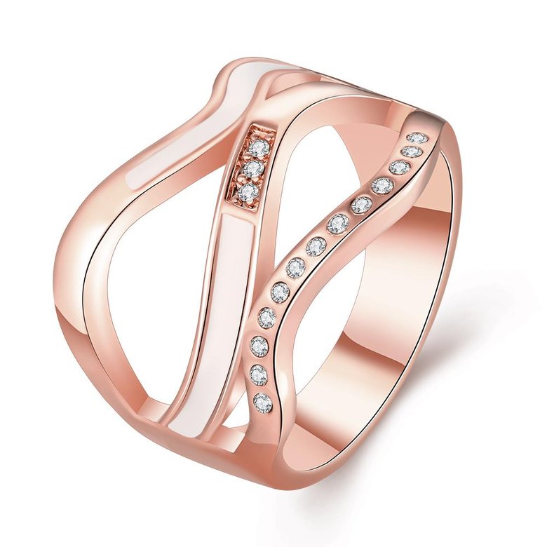 Wholesale Romantic Rose Gold Geometric White Rhinestone Ring  Engagement Ring For Women Gift TGGPR009
