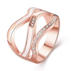 Wholesale Romantic Rose Gold Geometric White Rhinestone Ring  Engagement Ring For Women Gift TGGPR009