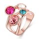 Wholesale New Design Romantic Rose Gold Geometric Multicolor Rhinestone Ring Anniversary Engagement Party Jewelry TGGPR010