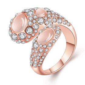 Wholesale Trendy Rose Gold Geometric Multicolor Stone Ring TGGPR889