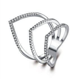 Wholesale Romantic Platinum Round White CZ Ring TGGPR1494