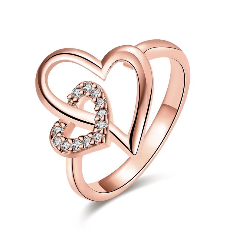Wholesale Romantic Rose Gold Heart White CZ Ring High Quality Wedding Ring Daily Versatile Design jewelry TGGPR333