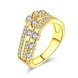 Wholesale Trendy Luxury  Design 24K gold Geometric White CZ Ring  Vintage Bridal Round Engagement Ring TGGPR361