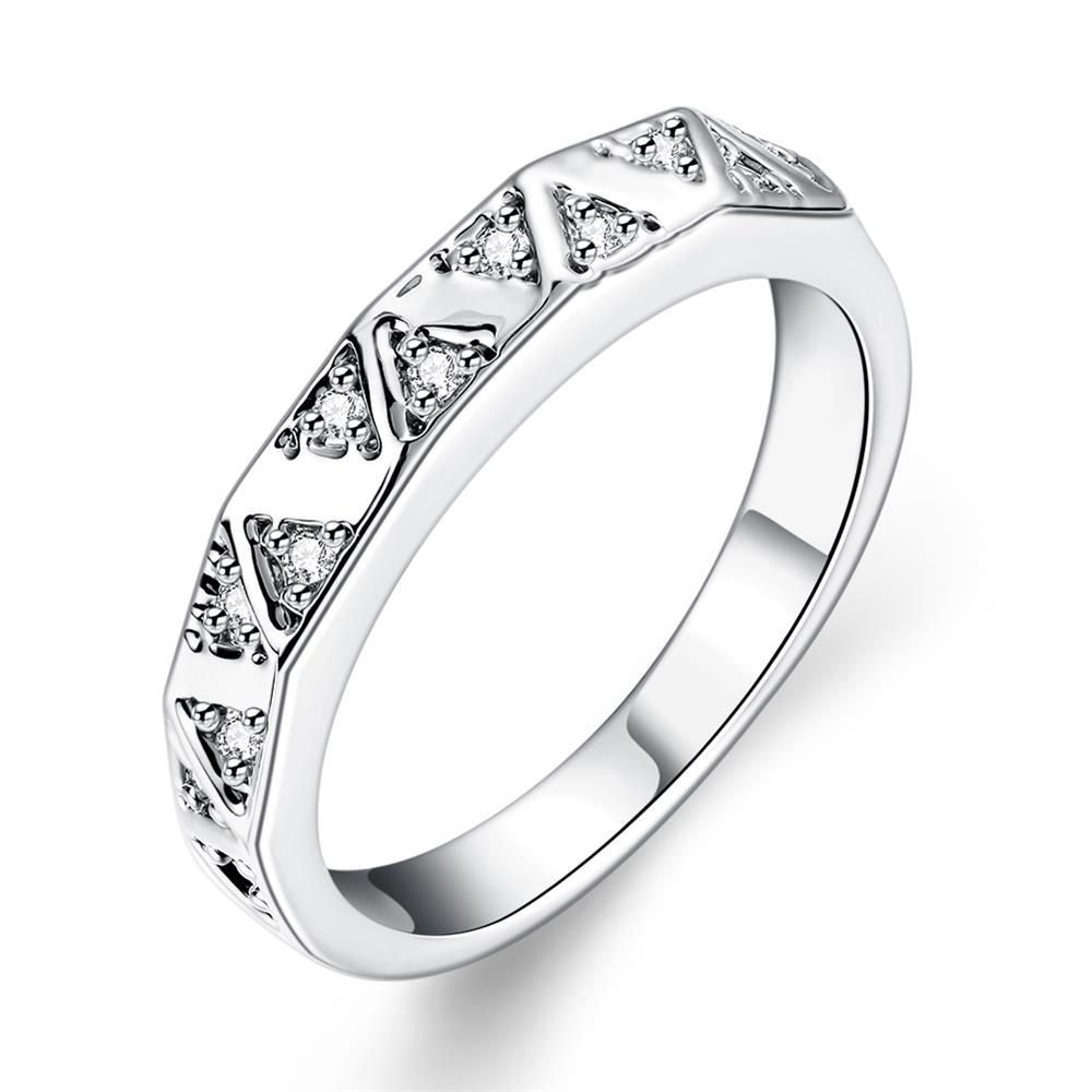 Wholesale Trendy  Classic Platinum Plant White Rhinestone Ring Simple Stylish Jewelry for girl  TGGPR416