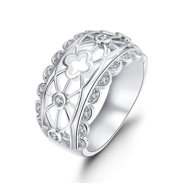 Wholesale Romantic Platinum Cross White CZ Ring TGGPR576