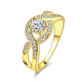Wholesale Classic 24K Gold Round White CZ Ring TGGPR653