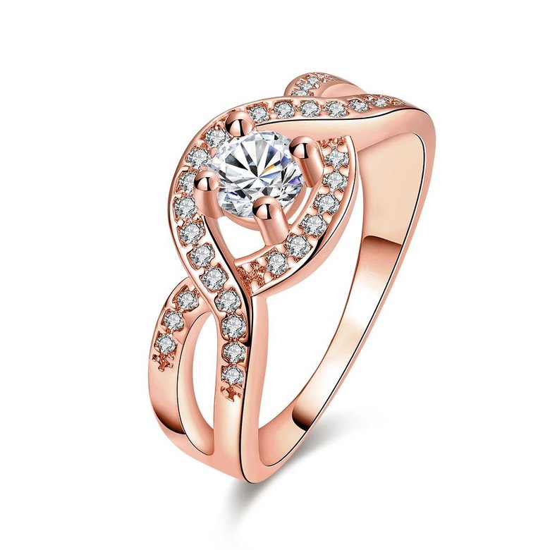 Wholesale Classic Rose Gold Round White CZ Ring TGGPR658
