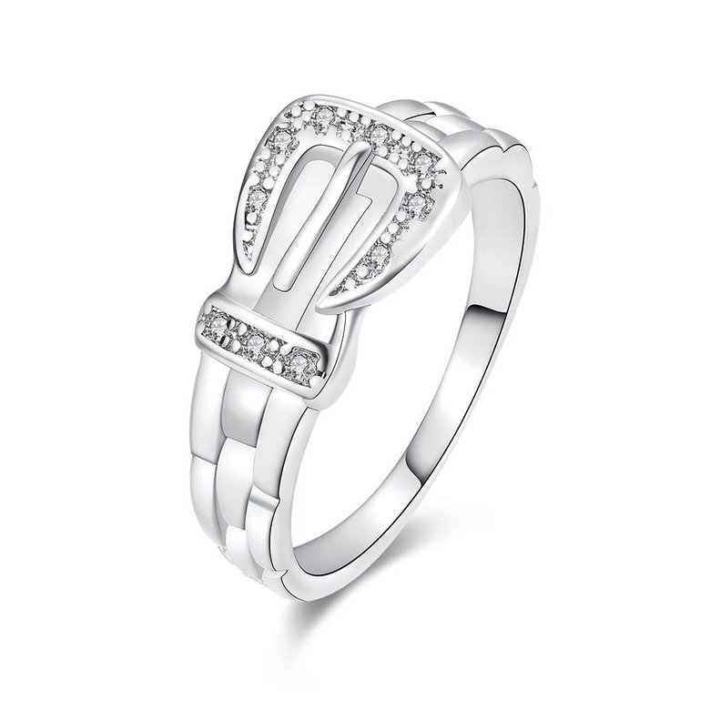 Wholesale Romantic Platinum Geometric White CZ Ring TGGPR689