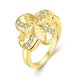 Wholesale Romantic 24K Gold Plant White CZ Ring TGGPR757