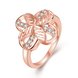 Wholesale Romantic Rose Gold Plant White CZ Ring TGGPR760