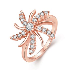 Wholesale Trendy Rose Gold Plant White CZ Ring TGGPR783