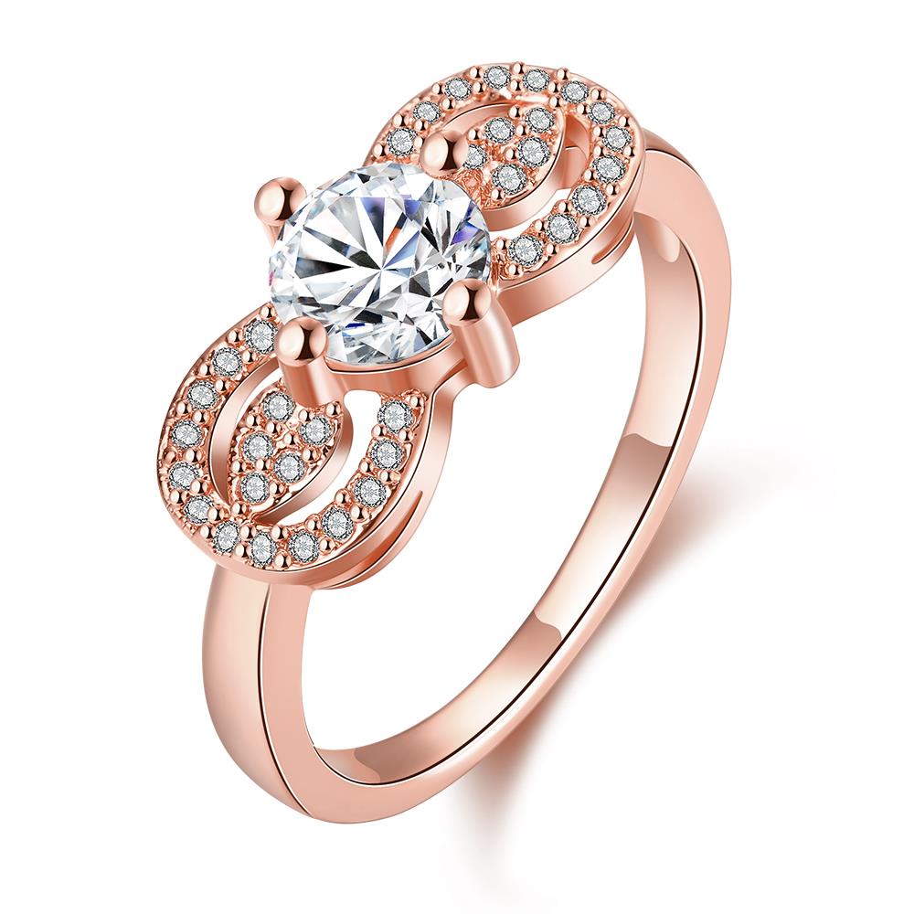 Wholesale Cute Rose Gold Letter White CZ Ring TGGPR820