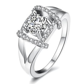 Wholesale Romantic Platinum Round White CZ Ring TGGPR854