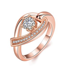 Wholesale Romantic Rose Gold Water Drop White CZ Ring TGGPR1032