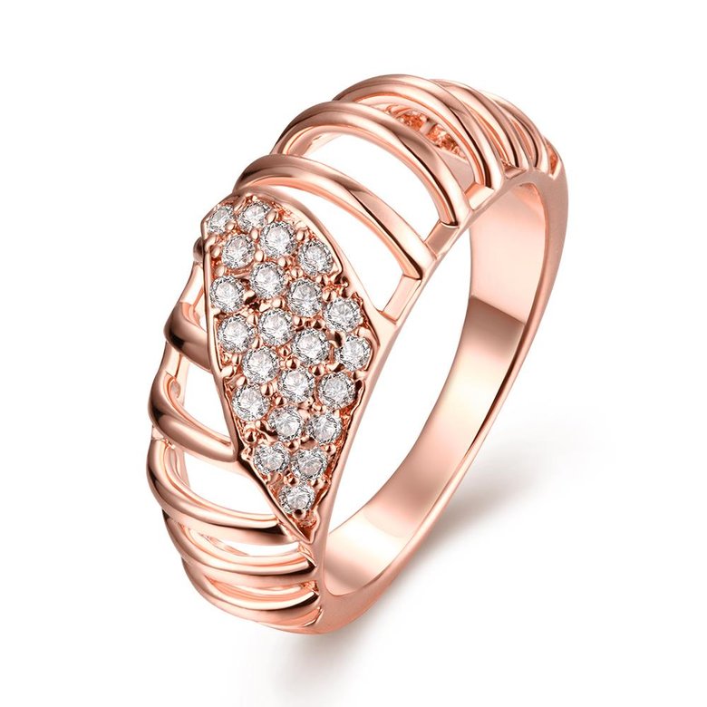 Wholesale Trendy Rose Gold Geometric White CZ Ring TGGPR1130