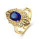 Wholesale Classic 24K Gold Oval Blue CZ Ring TGGPR1165