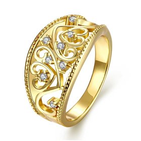 Wholesale Classic 24K Gold Geometric White CZ Ring TGGPR1179