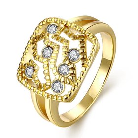 Wholesale Classic 24K Gold Geometric White Rhinestone Ring TGGPR1207