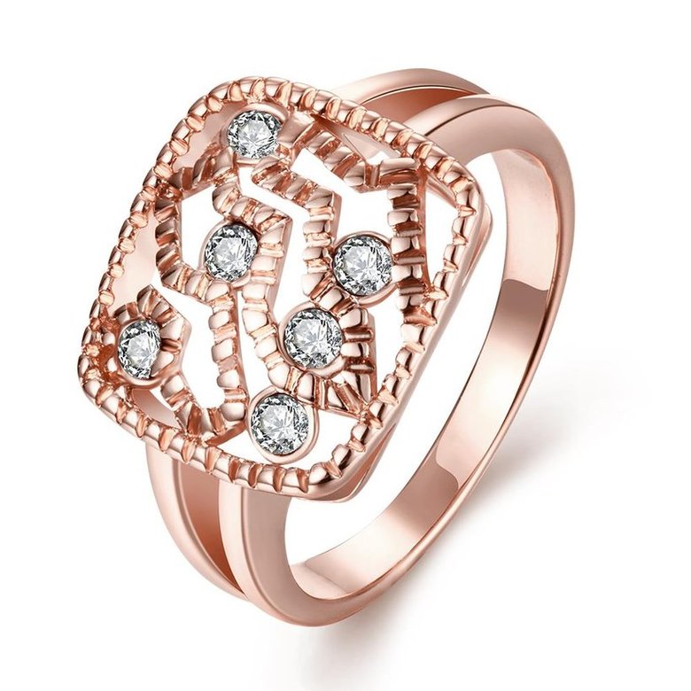 Wholesale Classic Rose Gold Geometric White Rhinestone Ring TGGPR1214