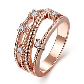 Wholesale Classic Rose Gold Geometric White CZ Ring TGGPR013