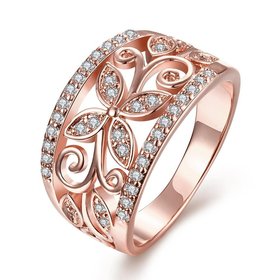 Wholesale Trendy Rose Gold Plant White CZ Ring TGGPR1254